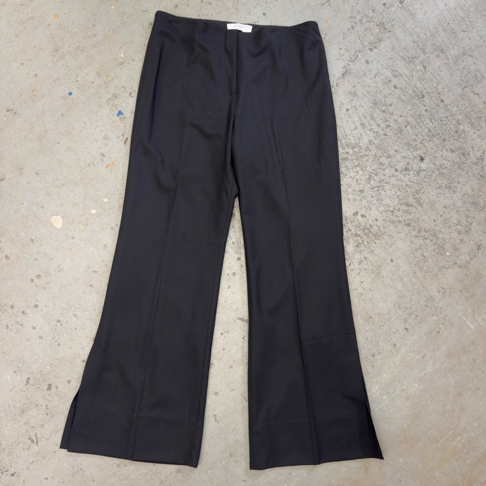 MM.LaFleur Black Foster Wool Flare Pants Side Slit Size 12 High Rise Workwear